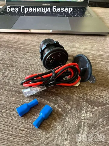 Ново Панелно USB зарядно 12V 24V с превключвател и водозащитно капаче за кола автомобил