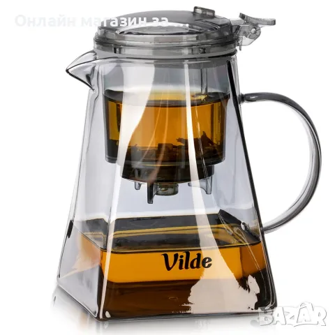 Стъклен чайник с инфузер от неръждаема стомана Vilde — Вместимост 880 ml