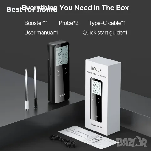 Безжичен термометър за месо BFOUR BF-80, WiFi и Bluetooth, снимка 8 - Термометри, влагомери, хигрометри и барометри - 56582316