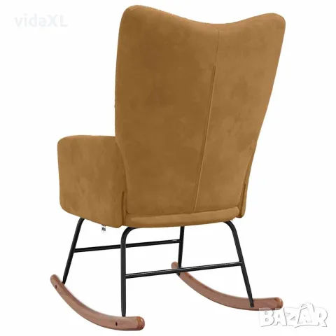 vidaXL Люлеещ стол, кафяв, кадифе, снимка 5 - Столове - 56146956