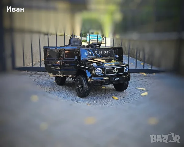 ТОП ЦЕНА!НОВО!Акумулаторен джип Mercedes-Benz G580 BLACK с 12V батерия,EVA гуми,кожена седалка,USB