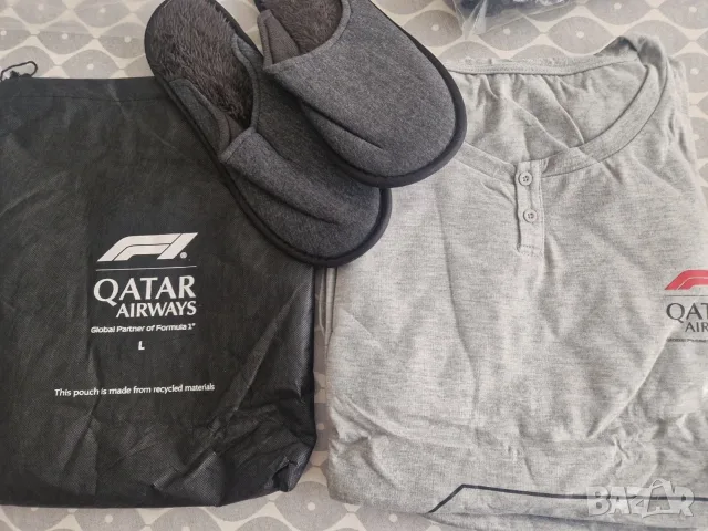 Комплект пижами Qatar Airways Бизнес Класа Formula 1 Pyjamas – унисекс размер М и L - чисто нови 