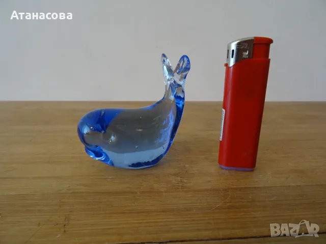 Стъклена фигура Син кит Мурано 