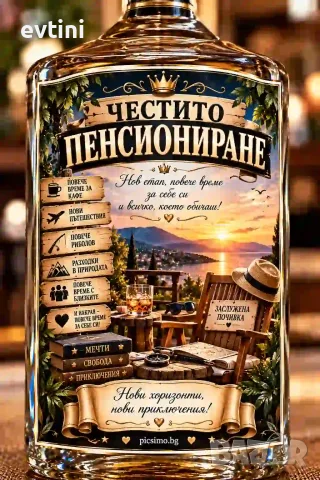 Етикети за бутилки "Честито пенсионниране"