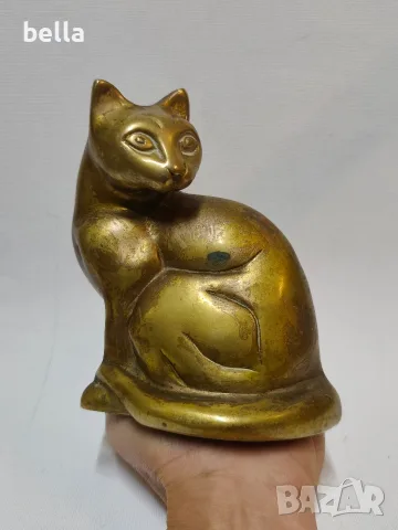 Масивна бронзова фигура на котка , снимка 4 - Антикварни и старинни предмети - 56745310