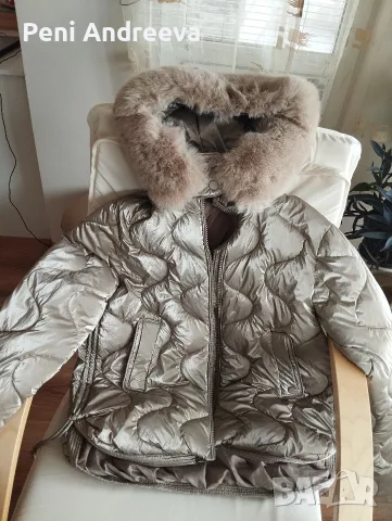 Зимно златно яке с пух