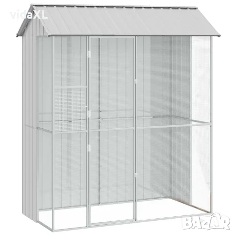 vidaXL Клетка за птици Сив 215 x 110 x 247 см