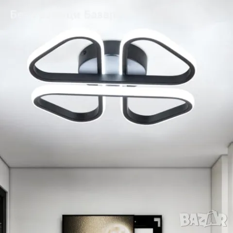 Нов модерен LED полилей 30W за таван черен 6000K за хол спалня и коридор Лампа стая детелина дизайн
