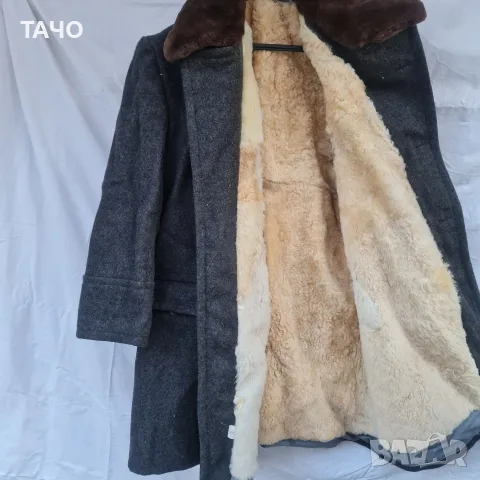 дебело палто от шаяк и естествена агнешка кожа – габина
