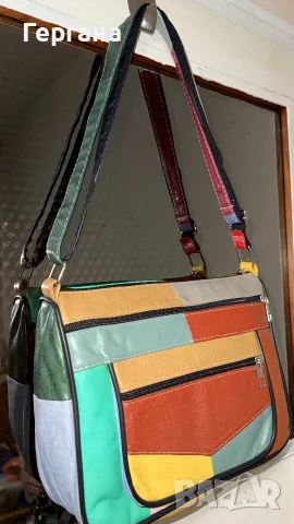 Луксозна дамска чанта от 100% естествена кожа (Patchwork / Множество цветове)