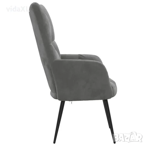 vidaXL Релаксиращ стол, тъмносив, кадифе, снимка 5 - Столове - 56146830