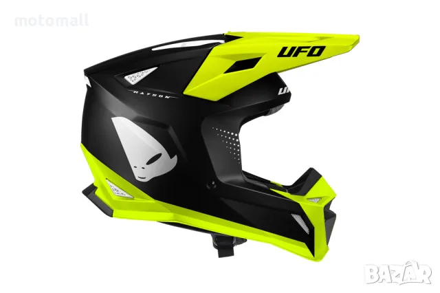 Мотокрос каска UFO RAYSON BLACK/FLUO, снимка 5 - Аксесоари и консумативи - 56678824