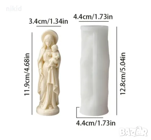 3D Дева Мария Богородица с бебе силиконов молд форма фондан шоколад гипс смола свещ