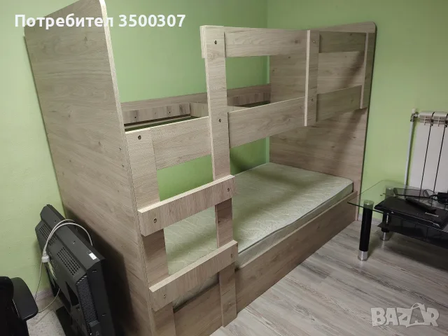 Двуетажно легло с матрак , снимка 2 - Мебели за детската стая - 56657435