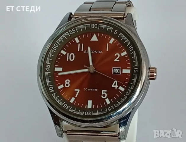 SEKONDA Мъжки стоманен часовник с японски механизъм Miyota 2115 с дата, нова батерия и нова верига