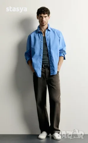 Нова мъжка риза ZARA MAN, размер S, цвят Небесносин (Tailored Fit)