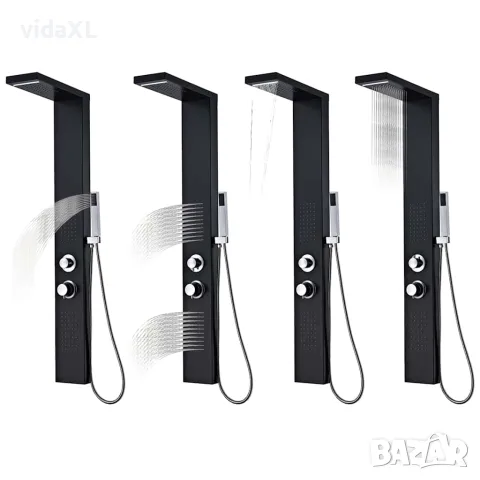 vidaXL Система душ панел от алуминий, черна, снимка 3 - Душове - 56146030