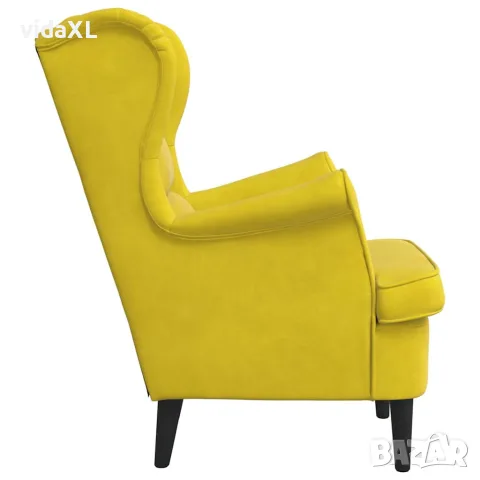 vidaXL Фотьойл, горчица, кадифе, снимка 6 - Дивани и мека мебел - 56146805