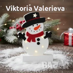 Светеща коледна украса във формата на снежен човек 25 см. .
