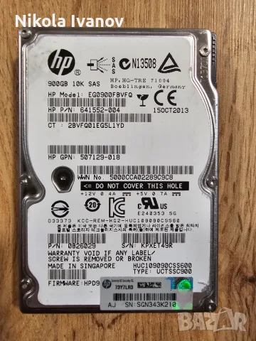 Сървърен твърд диск HP / HP HGST 900GB | 2.5" SAS 6Gb/s / 10000 RPM / 64MB / 100% Здраве / HDD