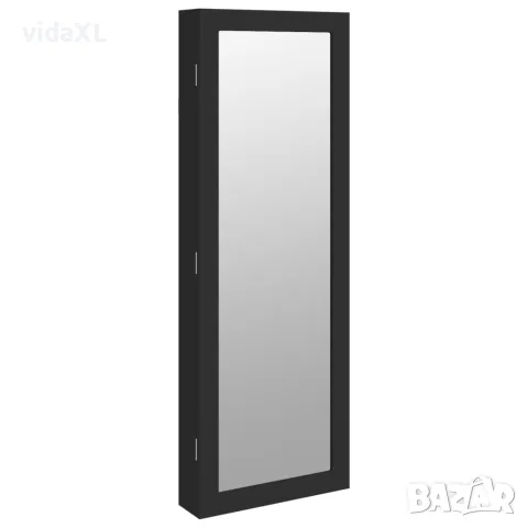 vidaXL Огледален шкаф за бижута, стенен монтаж, черен, 37,5x10x106 см