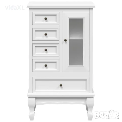 vidaXL Шкаф с 5 чекмеджета, 2 рафта, бял, снимка 5 - Скринове - 56146287
