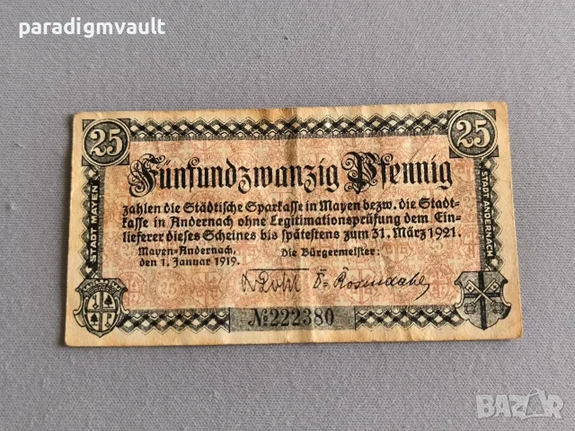 Банкнота - Германия - 25 пфенига (Андренах) | 1921г.