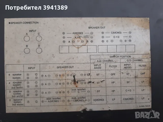 Усилвател SONY XM-5540 F, снимка 5 - Ресийвъри, усилватели, смесителни пултове - 56722357