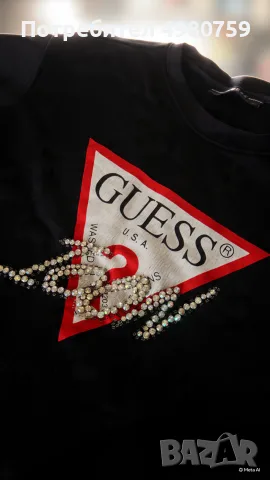 🌟 Оригинален черен суитшърт GUESS с камъни / Original Black GUESS Sweatshirt with Rhinestones 🌟