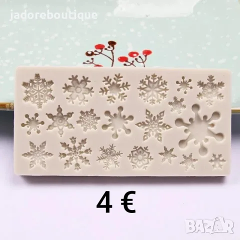БЕЗПЛАТНА ДОСТАВКА С BOX NOW! Силиконов молд снежинки различни видове молдове , снимка 6 - Форми - 36918131