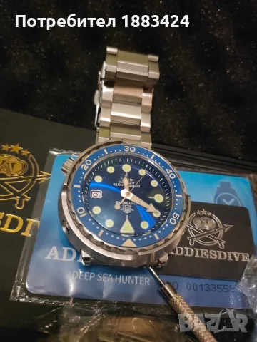 Часовник дайвър Addiesdive Deep Sea Hunter, снимка 2 - Мъжки - 56569133