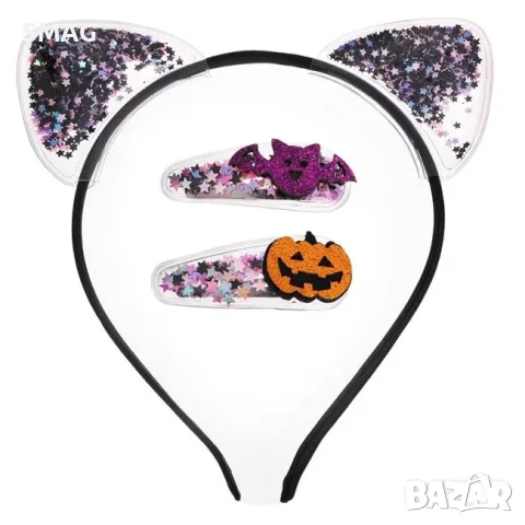 Комплект halloween диадема и фиби за коса тиква и прилеп за_1255386