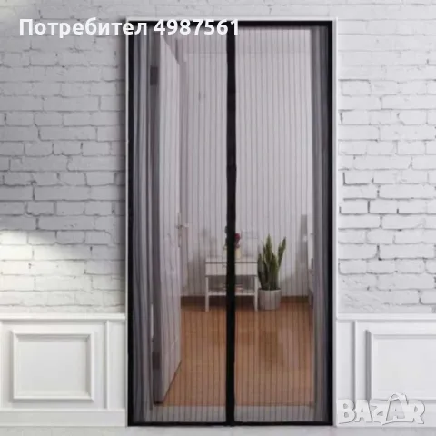 Магнитна мрежа против насекоми за врата 100 x 190 см, черна