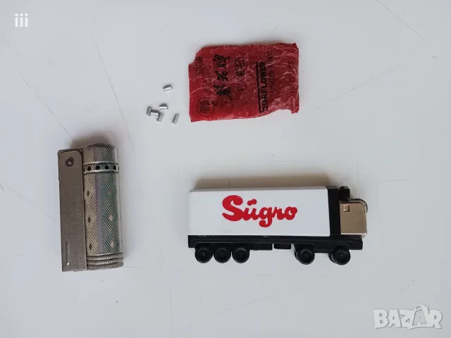 Ретро бензинова запалка IMCO, ретро камъчета Sunflower и рекламна винтидж запалка Sügro-камионче