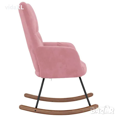 vidaXL Люлеещ стол, розов, кадифе, снимка 4 - Столове - 56146865