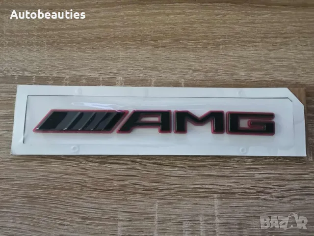 Mercedes Benz AMG черна емблема с червен кант