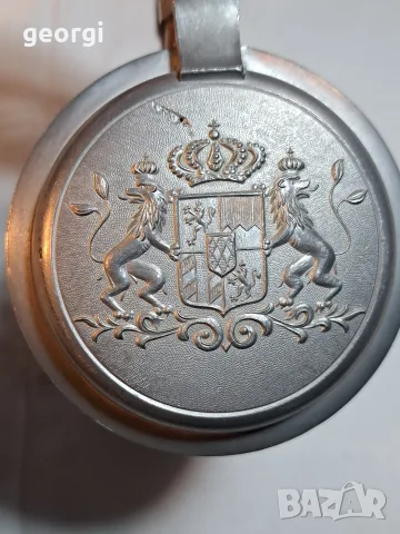 немска халба с монограм и калаен капак   37/1, снимка 4 - Чаши - 56616433