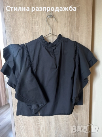 Черна блузка тип риза Pause Jeans – размер XS, снимка 4 - Ризи - 56599202