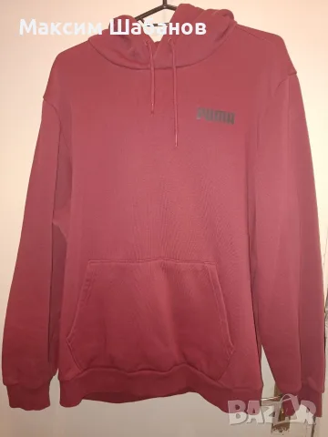 Оригинален мъжки суичър с качулка Puma Hoodie (Размер L) — бордо