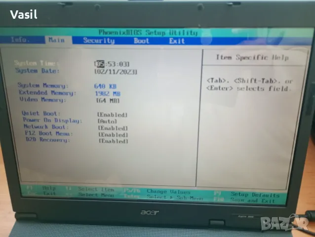 Лаптоп ACER Aspire 3000, снимка 7 - Лаптопи за дома - 56717107
