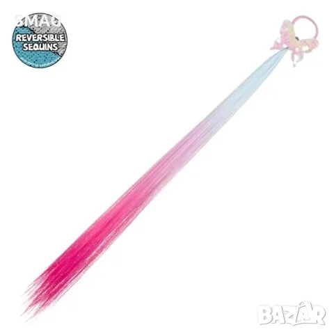Ластик за коса пеперуда с пайети и кичур rainbow за момиче_1179516