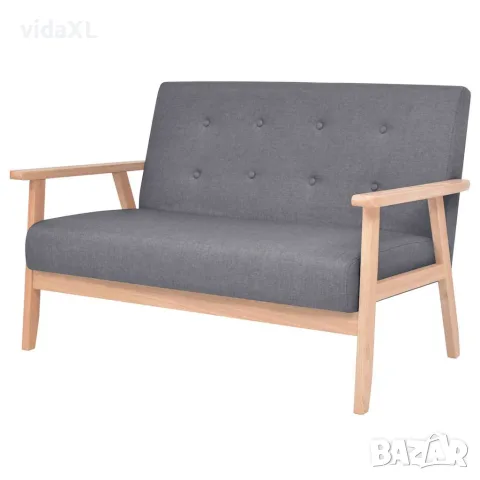 vidaXL Двуместен диван, текстил, тъмносив