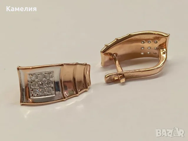 Руско злато. Обеци с брилианти , снимка 9 - Обеци - 56584800