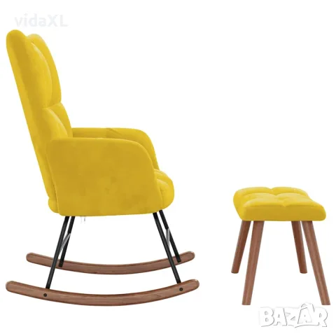 vidaXL Люлеещ се стол с табуретка, горчица, кадифе, снимка 7 - Столове - 56146922