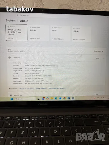 ASUS ZenBook IPS Touchscreen i5-10210U/512SSD/16RAM/WIN11 , снимка 6 - Лаптопи за работа - 56632620