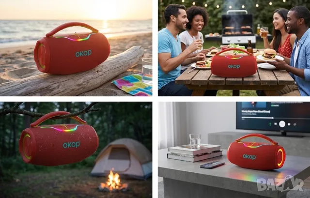 Преносима Bluetooth колонка OKOP KP-862 с два високоговорителя