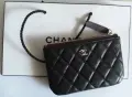 Черно портмоне естествена кожа Chanel, снимка 1