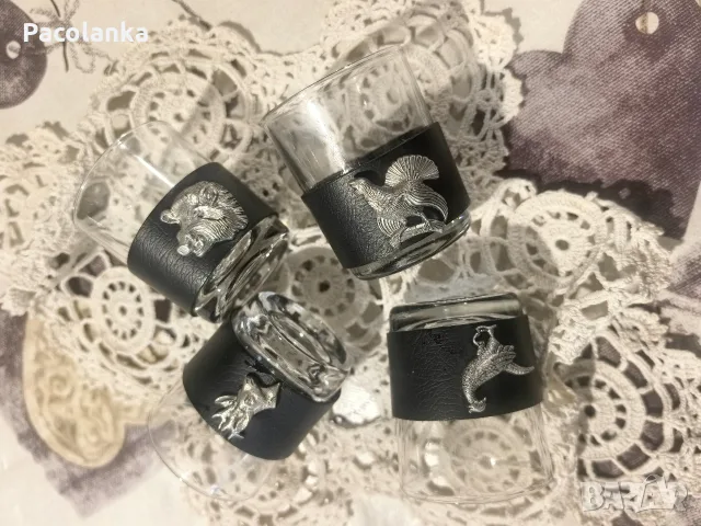 4 ракиени чашки на тема ловец 