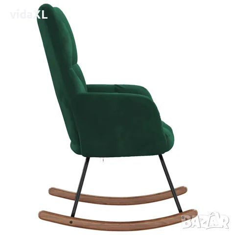 vidaXL Люлеещ стол, тъмнозелен, кадифе, снимка 6 - Столове - 56146868