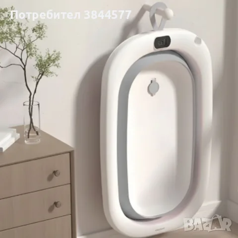 Сгъваема бебешка вана с термометър и възглавница, снимка 4 - За банята - 56748117
